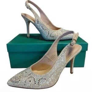 Lauren Lorraine Elegant Gold Champagne Slingback Heels New Sz 11